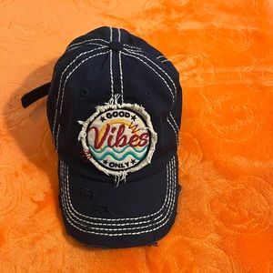 KBethos “Good Vibes Only” Black White-Stitching Distressed Cap